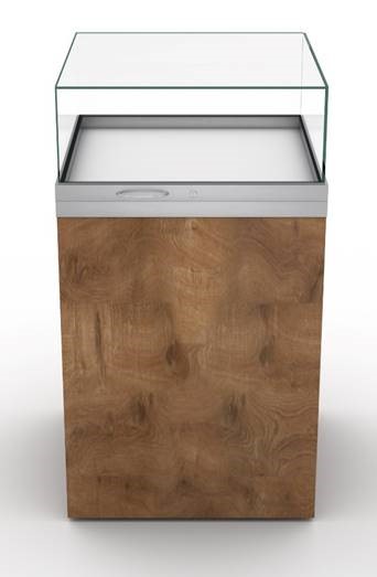 gablota szklana na cokole z plyty meblowej